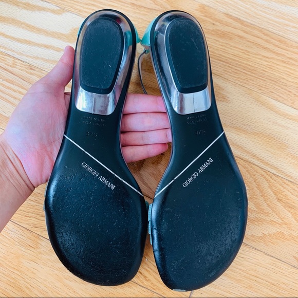GIORGIO ARMANI turquoise print sandals - Picture 5 of 5
